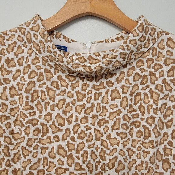 Pendleton Dress Retro Look Animal Print Short Sleeve Linen Blend Dress Sz 4P - Picture 2 of 10